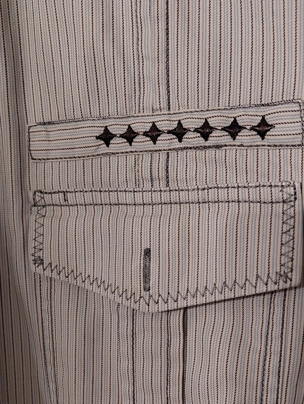 7 Diamonds Light Blue Striped Casual Button-Down Shirt